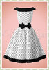 Dolly & Dotty 50er Jahre Rockabilly Vintage Punkte Kleid - Cinly - Weiß