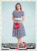 Banned 50er Jahre Vintage Maritim Streifen Kleid - Captain Dress - Blau Weiß