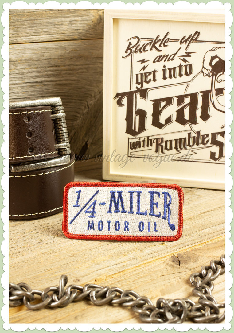Rumble59 50er Jahre Rockabilly Retro Aufnäher "1/4 Miler Motor Oil"