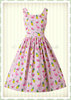 Lady Vintage 40er Jahre Vintage Retro Flamingo Kleid - Dirdle - Rosa