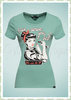 Queen Kerosin 50er Jahre Rockabilly T-Shirt - I Can Serve You - Blaugrün