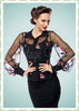 Belsira 50er Jahre Rockabilly Retro Netz Floral Bluse - Vintage - Schwarz Bunt
